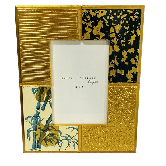 Photo Frame by Marcel Sherman 4"x6" Bamboo in Gold Standing Tabletop Display - Picture 1 of 7